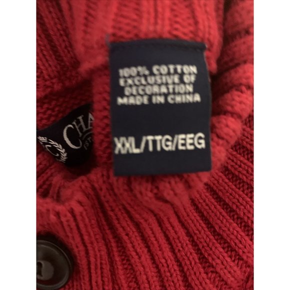 Chaps Sweater Mens XXL Red Black Mock Neck Knitted Long Sleeves Mock Neck - Picture 10 of 10
